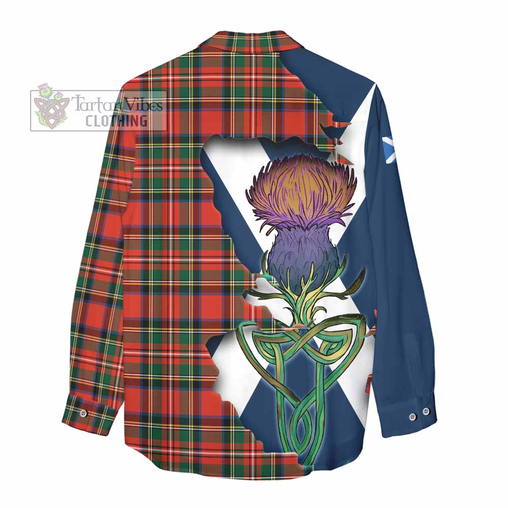 Tartan Vibes Clothing Lyle Tartan Family Crest Women's Casual Shirt Scottish Thistle Celtic Inspired