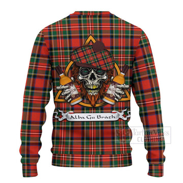 Lyle Tartan Ugly Sweater with Family Crest and Bearded Skull Holding Bottles of Whiskey - Tartan Vibes Clothing