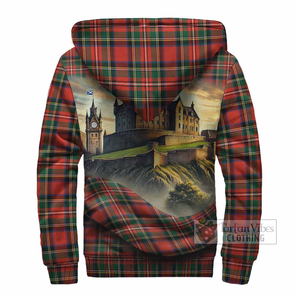 Lyle Tartan Family Crest Sherpa Hoodie with Scottish Ancient Castle Style - Tartan Vibes Clothing