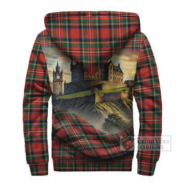 Lyle Tartan Family Crest Sherpa Hoodie with Scottish Ancient Castle Style - Tartan Vibes Clothing