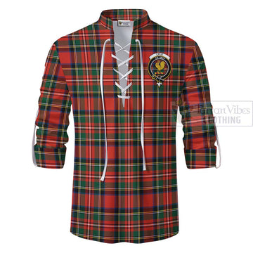 Lyle Tartan Ghillie Kilt Shirt with Family Crest and Bearded Skull Holding Bottles of Whiskey - Tartan Vibes Clothing