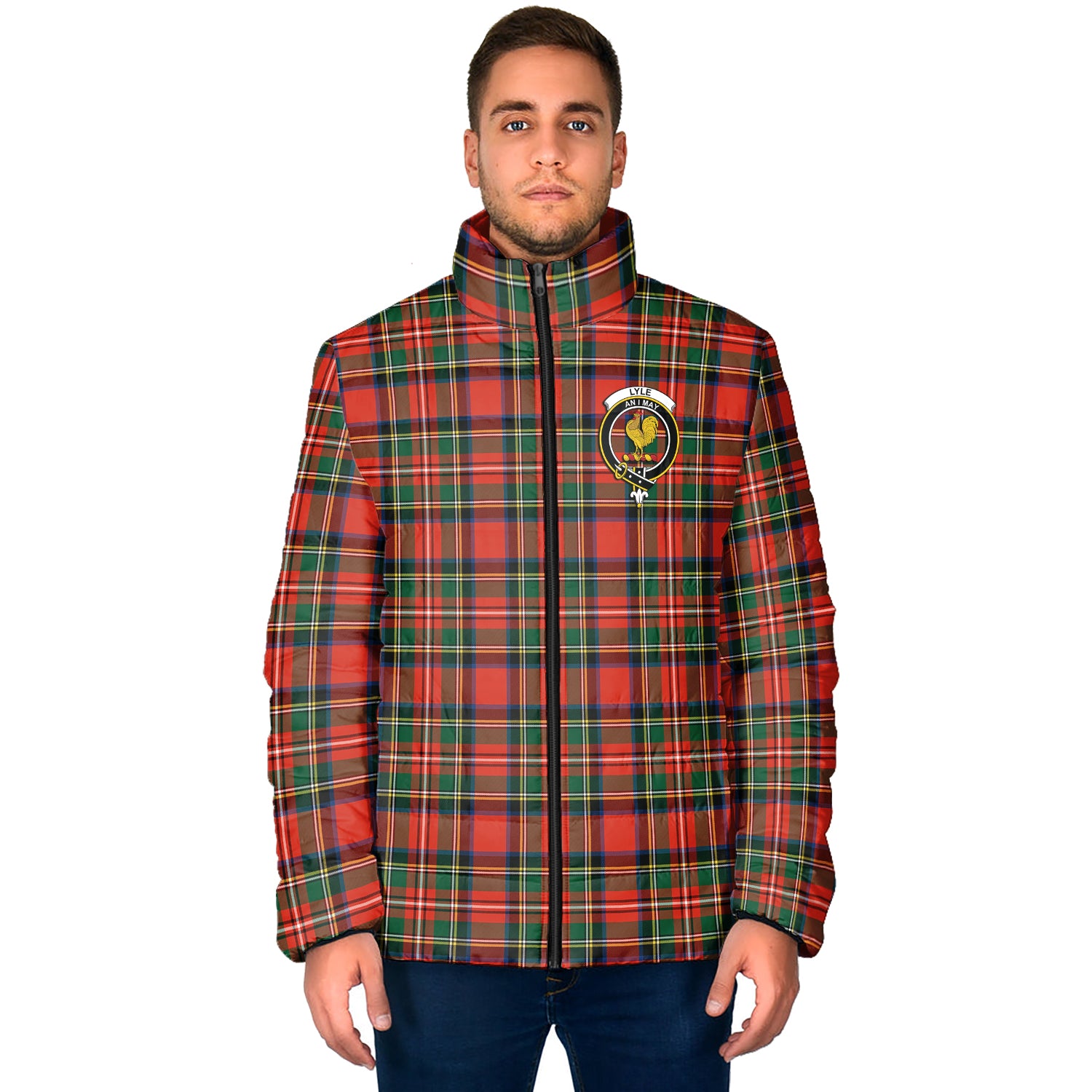 Lyle Tartan Padded Jacket with Family Crest - Tartan Vibes Clothing