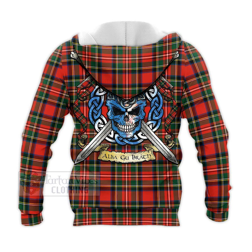 Lyle Tartan Knitted Hoodie with Family Crest Celtic Skull Style - Tartan Vibes Clothing