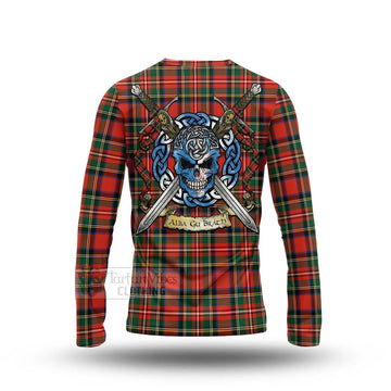 Lyle Tartan Long Sleeve T-Shirt with Family Crest Celtic Skull Style - Tartan Vibes Clothing