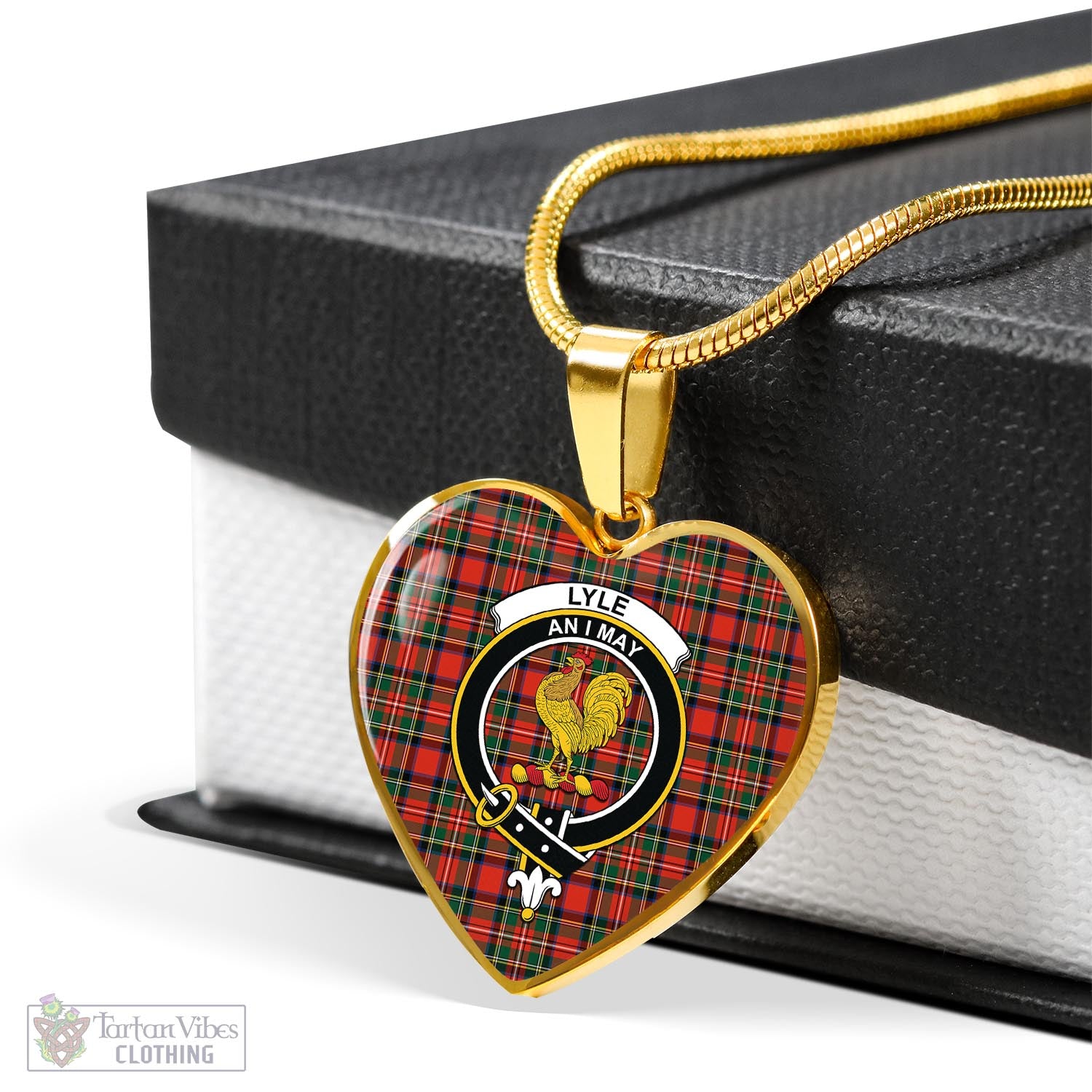 Lyle Tartan Heart Necklace with Family Crest - Tartan Vibes Clothing