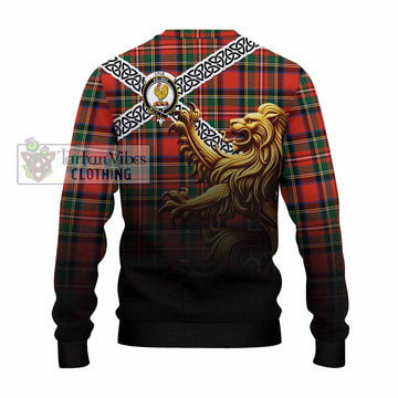 Lyle Crest Tartan Knitted Sweater with Golden Lion Emblem Celtic Style - Tartan Vibes Clothing
