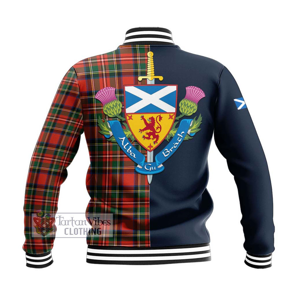 Lyle Tartan Baseball Jacket Alba with Scottish Lion Royal Arm Half Style - Tartan Vibes Clothing