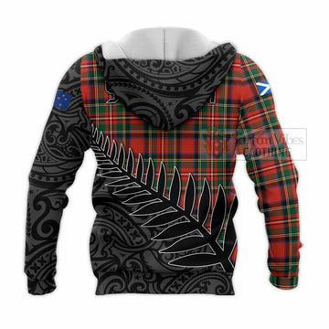 Lyle Crest Tartan Knitted Hoodie with New Zealand Silver Fern Half Style - Tartan Vibes Clothing
