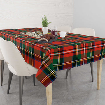 Lyle Tartan Tablecloth with Clan Crest and the Golden Sword of Courageous Legacy