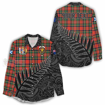 Lyle Crest Tartan Women's Casual Shirt with New Zealand Silver Fern Half Style - Tartan Vibes Clothing