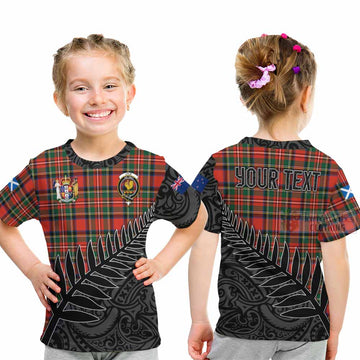 Lyle Crest Tartan Kid T-Shirt with New Zealand Silver Fern Half Style - Tartan Vibes Clothing