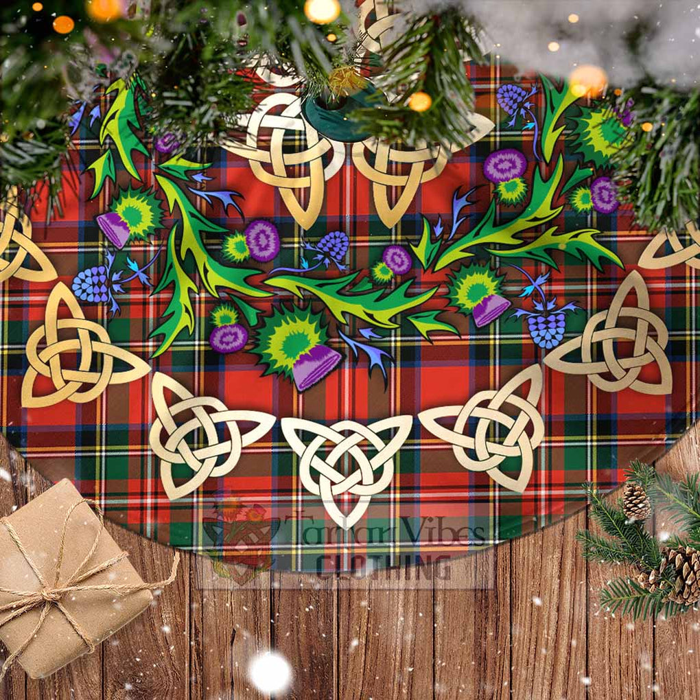 Tartan Vibes Clothing Lyle Tartan Christmas Tree Skirt with Thistle Celtic Knot Style
