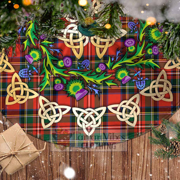 Tartan Vibes Clothing Lyle Tartan Christmas Tree Skirt with Thistle Celtic Knot Style