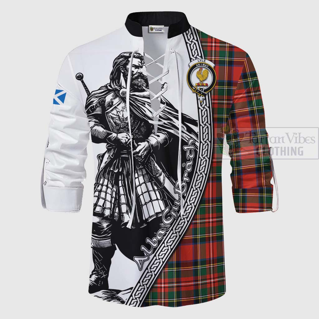 Lyle Tartan Clan Crest Ghillie Kilt Shirt with Highlander Warrior Celtic Style - Tartan Vibes Clothing