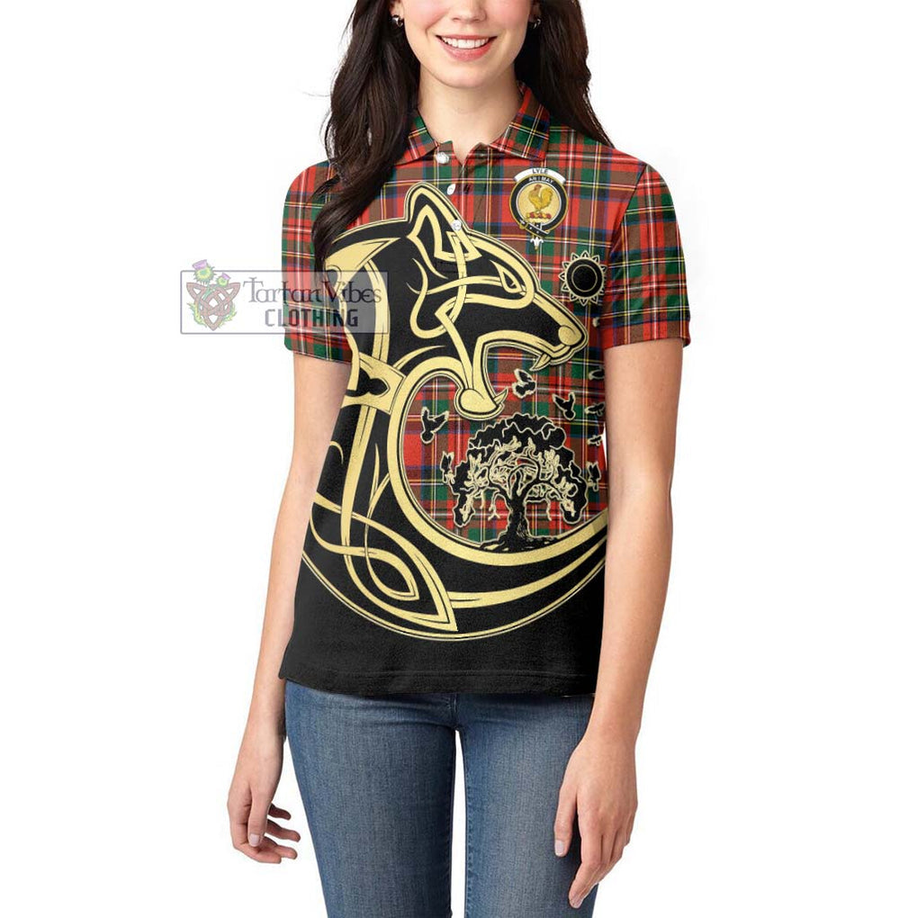 Lyle Tartan Women's Polo Shirt with Family Crest Celtic Wolf Style - Tartan Vibes Clothing