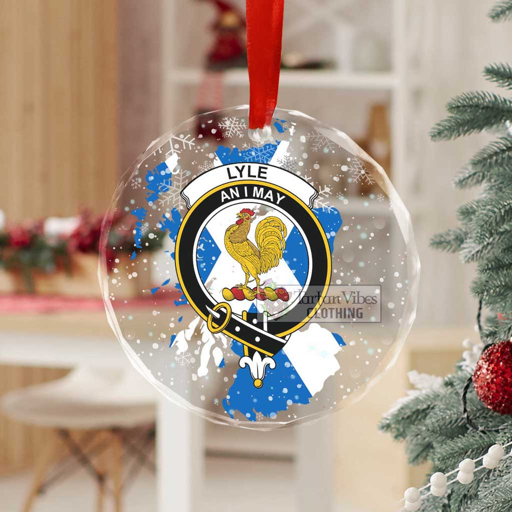 Lyle Clan Crest Christmas Glass Ornament with Scotland Map - 2D-tartanvibesclothing