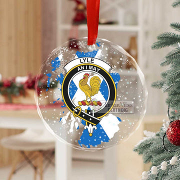 Tartan Vibes Clothing Lyle Clan Crest Christmas Glass Ornament with Scotland Map