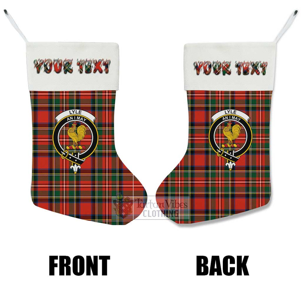 Lyle Tartan Family Crest Christmas Stocking with Personalized Text - Tartan Vibes Clothing