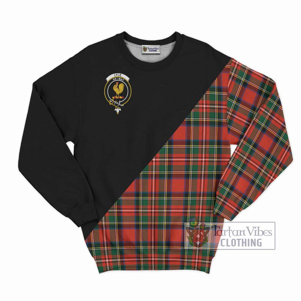 Lyle Tartan Sweatshirt with Family Crest and Military Logo Style - Tartan Vibes Clothing