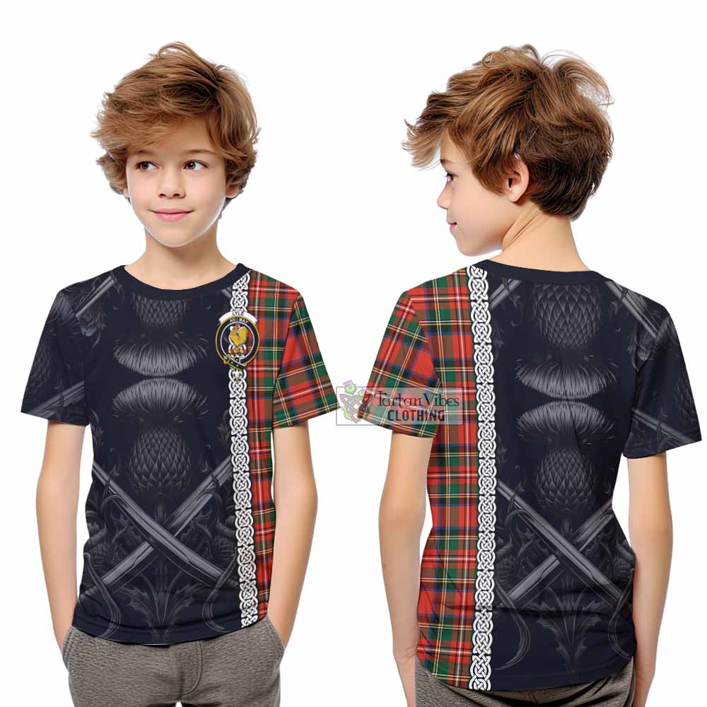Lyle Tartan Kid T-Shirt with Family Crest Cross Sword Thistle Celtic Vibes - Tartan Vibes Clothing
