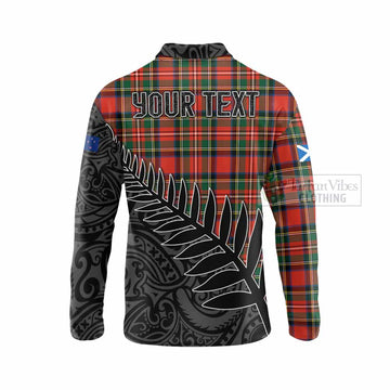 Lyle Crest Tartan Long Sleeve Polo Shirt with New Zealand Silver Fern Half Style - Tartan Vibes Clothing