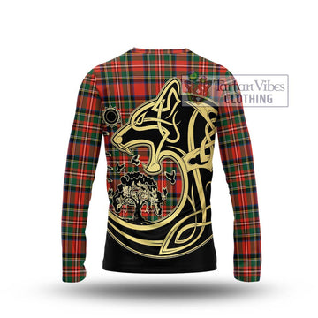 Lyle Tartan Long Sleeve T-Shirt with Family Crest Celtic Wolf Style - Tartan Vibes Clothing