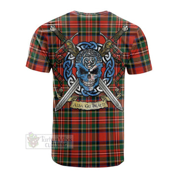 Lyle Tartan Cotton T-shirt with Family Crest Celtic Skull Style Men's Shirt - Tartan Vibes Clothing