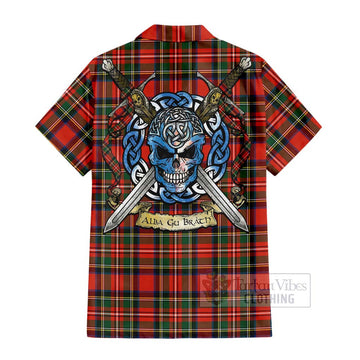 Lyle Tartan Hawaiian Shirt with Family Crest Celtic Skull Style - Tartan Vibes Clothing