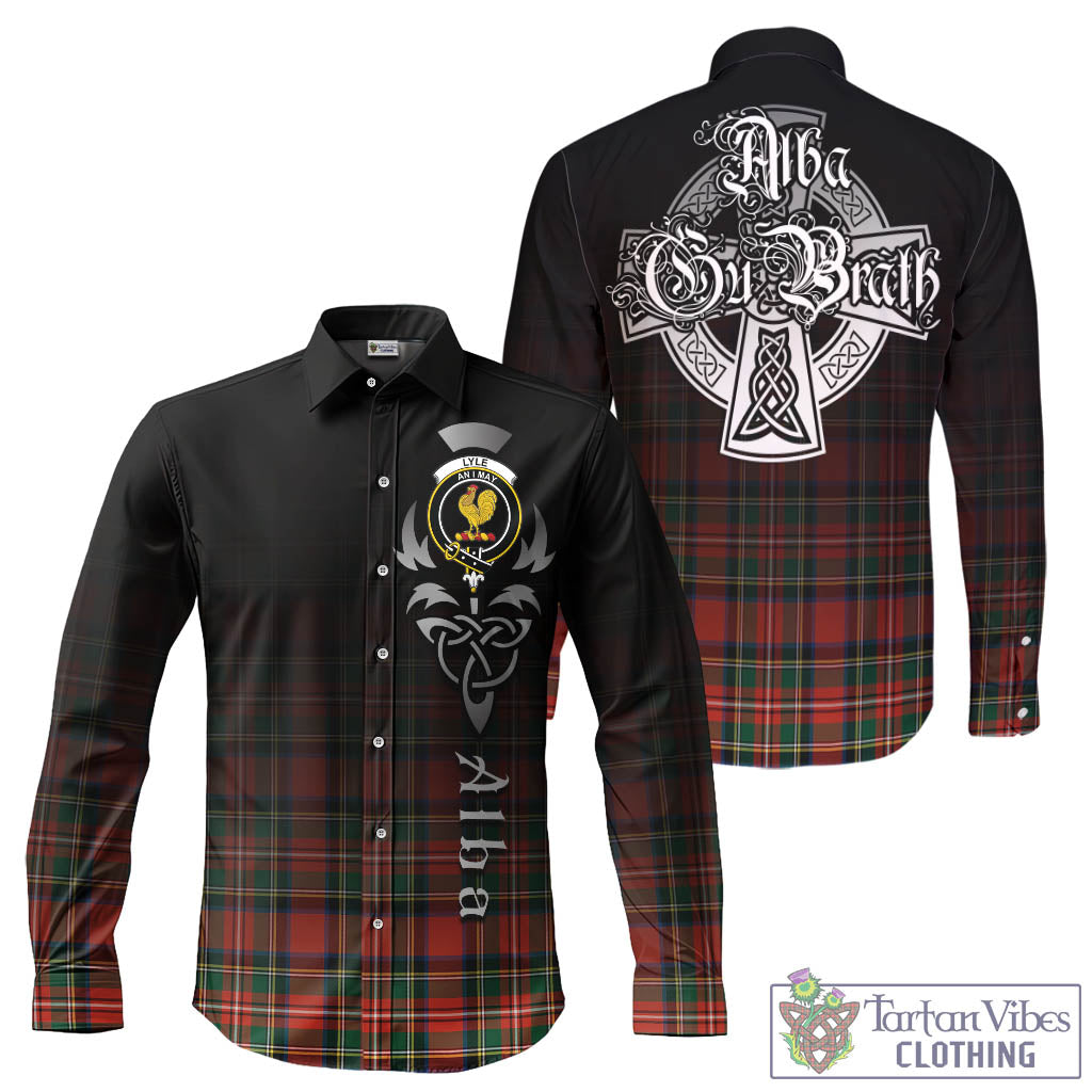 Lyle Tartan Long Sleeve Button Up Featuring Alba Gu Brath Family Crest Celtic Inspired - Tartan Vibes Clothing