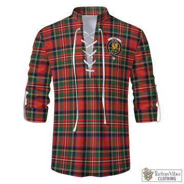 Lyle Tartan Men's Scottish Traditional Jacobite Ghillie Kilt Shirt with Family Crest