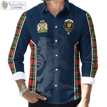 Lyle Tartan Long Sleeve Button Up Shirt with Family Crest and Lion Rampant Vibes Sport Style - Tartan Vibes Clothing