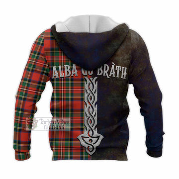 Tartan Vibes Clothing Lyle Tartan Family Crest Knitted Hoodie Alba Gu Brath Be Brave Lion Ancient Style