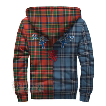 Lyle Tartan Sherpa Hoodie Happy St. Andrew's Day Half Tartan Style - Tartan Vibes Clothing