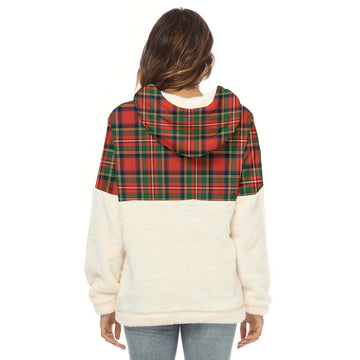 Lyle Tartan Half Style Women's Borg Fleece Hoodie with Half Zip with Family Crest - Tartan Vibes Clothing