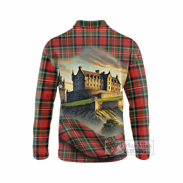 Lyle Tartan Family Crest Long Sleeve Polo Shirt with Scottish Ancient Castle Style - Tartan Vibes Clothing