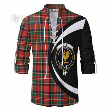 Lyle Tartan Ghillie Kilt Shirt with Family Crest Circle Style - Tartan Vibes Clothing