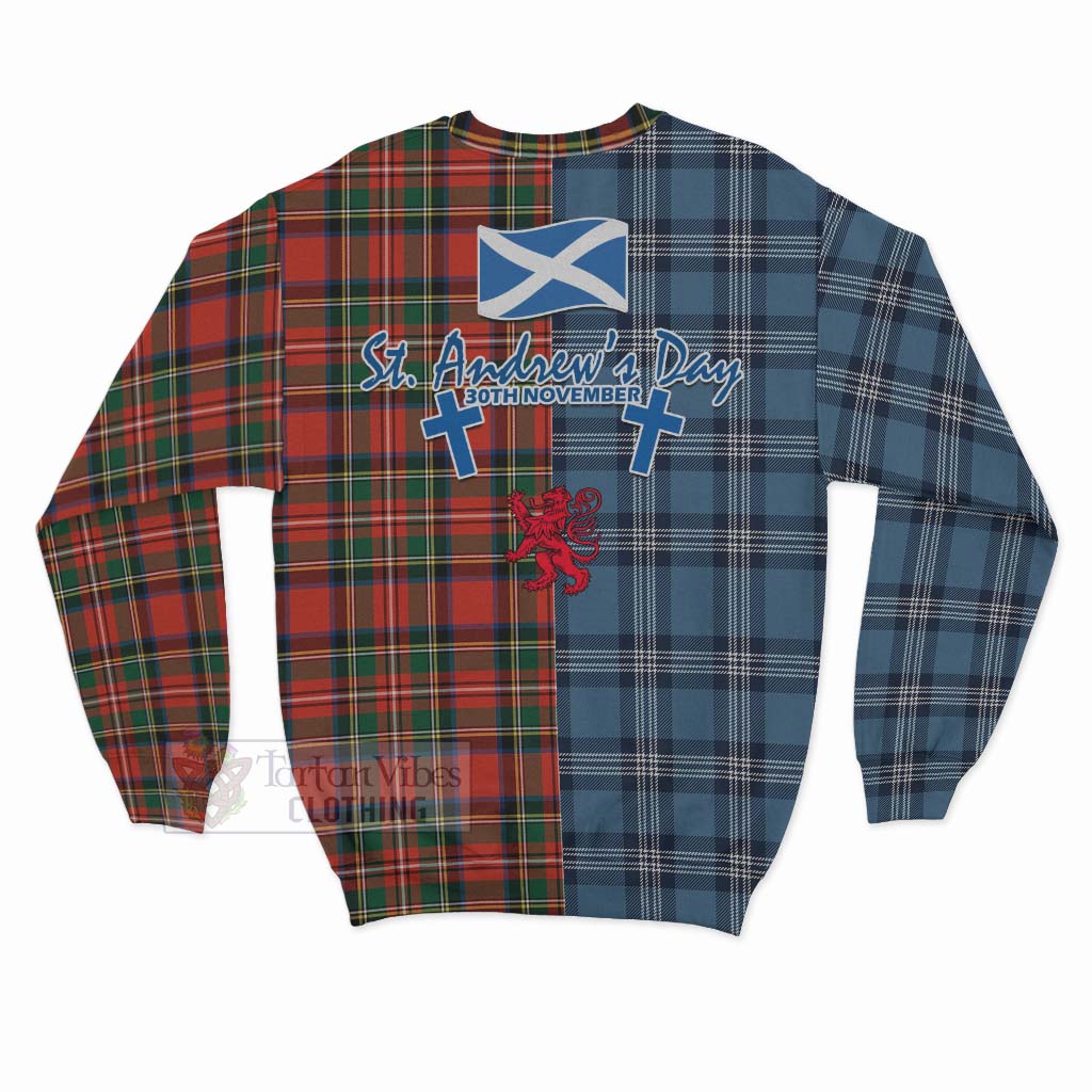 Lyle Tartan Sweatshirt Happy St. Andrew's Day Half Tartan Style - Tartan Vibes Clothing