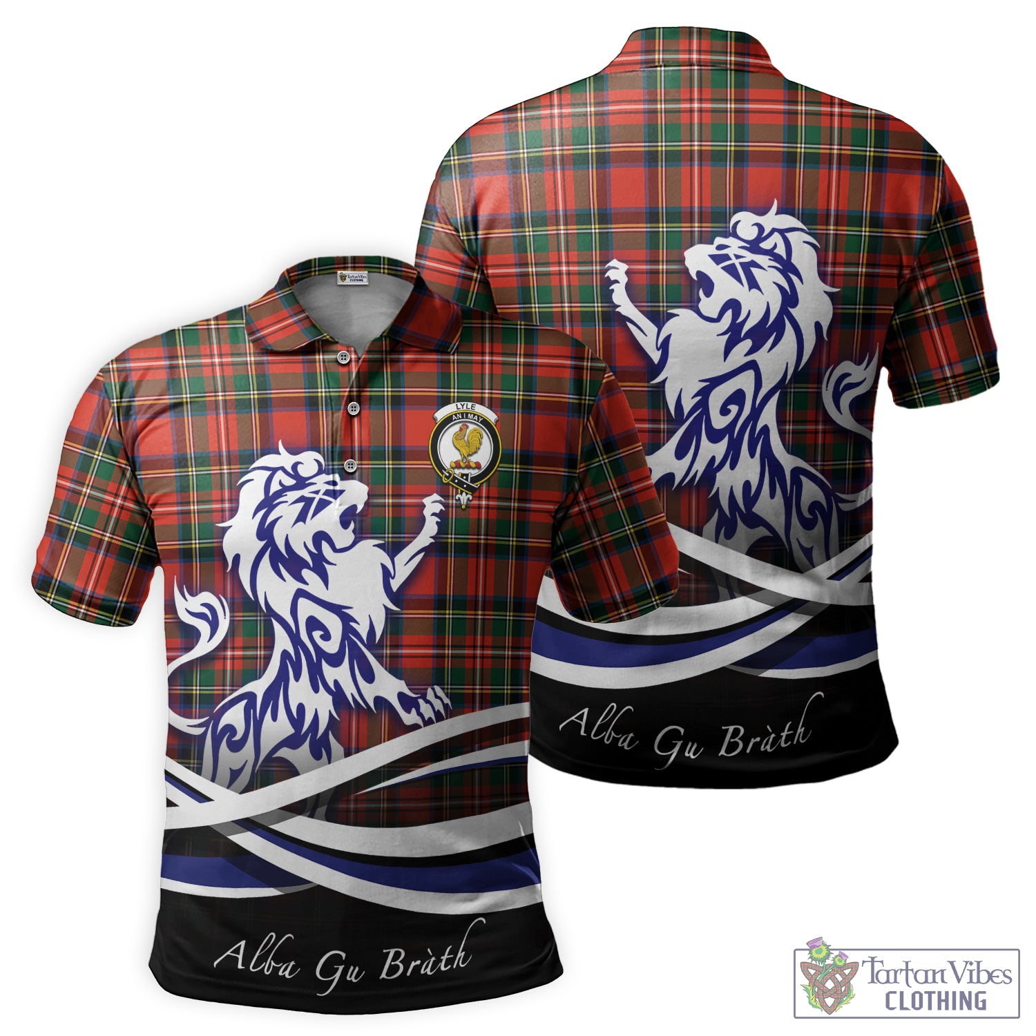 Lyle Tartan Polo Shirt with Alba Gu Brath Regal Lion Emblem - Tartan Vibes Clothing