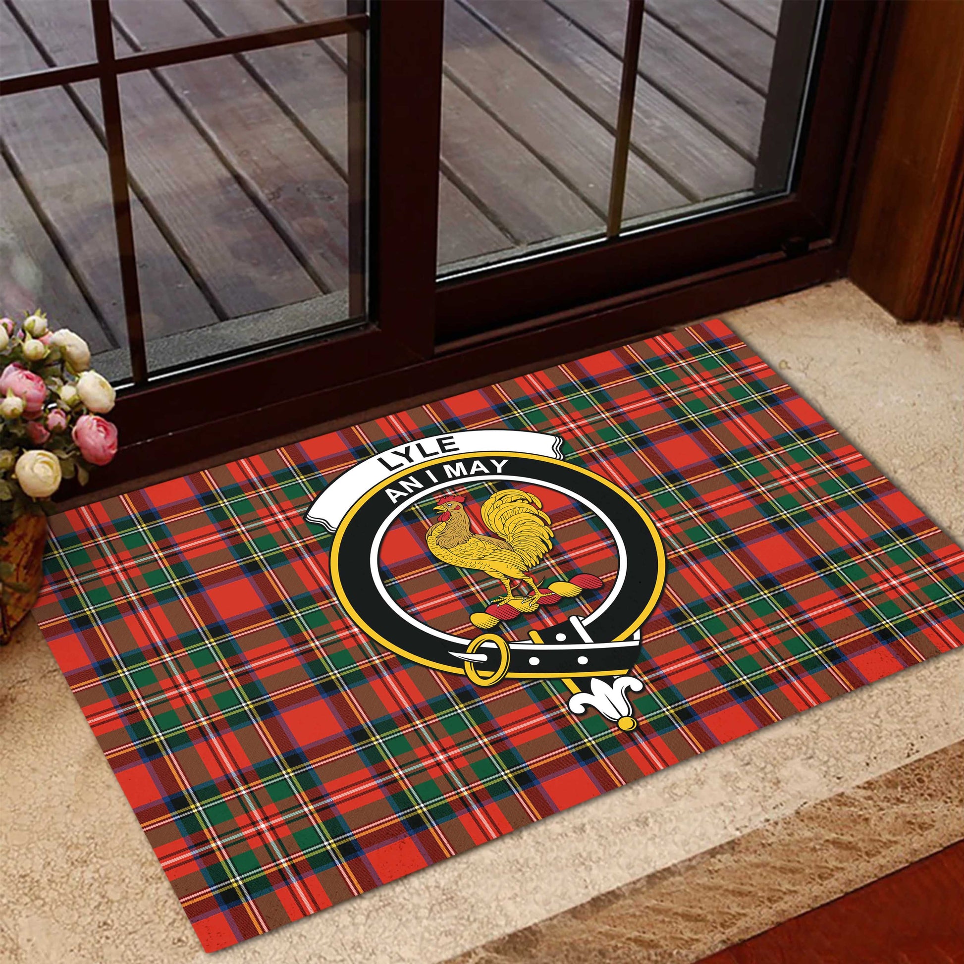Lyle Tartan Rubber Doormat with Family Crest - Tartan Vibes Clothing