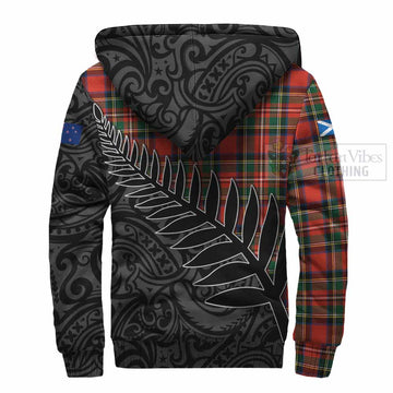 Lyle Crest Tartan Sherpa Hoodie with New Zealand Silver Fern Half Style - Tartan Vibes Clothing