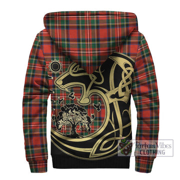 Lyle Tartan Sherpa Hoodie with Family Crest Celtic Wolf Style - Tartan Vibes Clothing