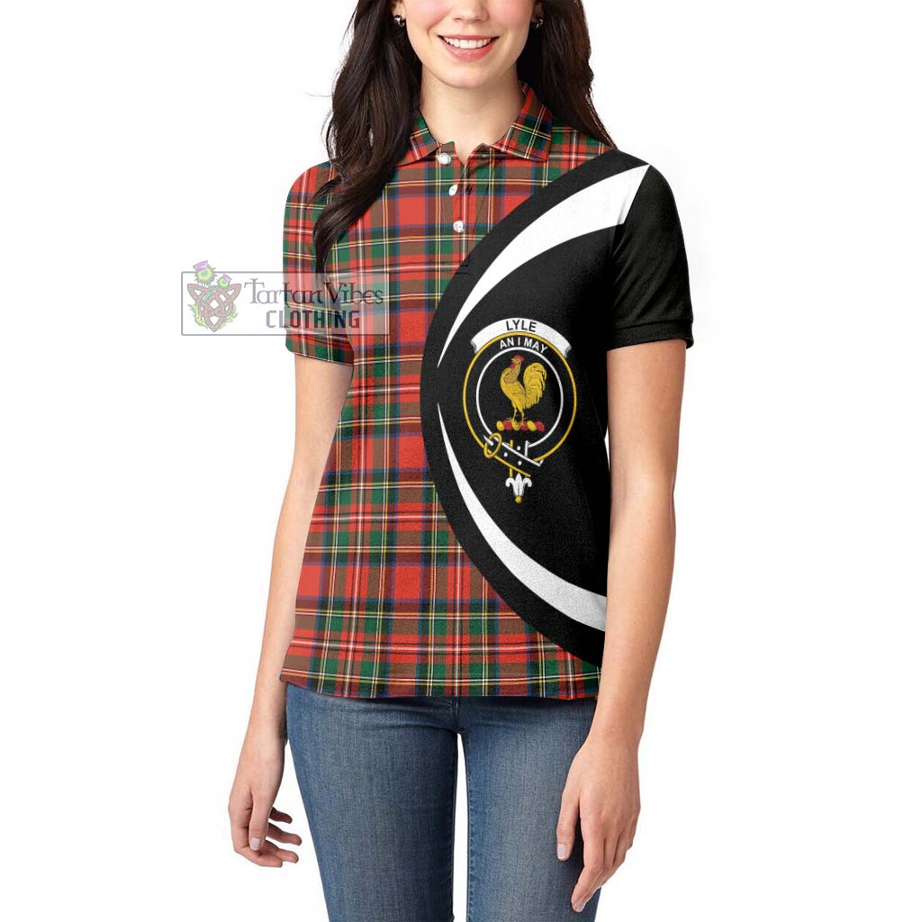 Lyle Tartan Women's Polo Shirt with Family Crest Circle Style - Tartan Vibes Clothing