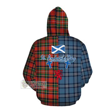 Lyle Tartan Cotton Hoodie Happy St. Andrew's Day Half Tartan Style Pullover Hoodie - Tartan Vibes Clothing