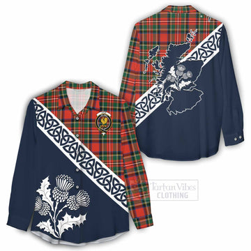 Lyle Tartan Women's Casual Shirt Featuring Thistle and Scotland Map - Tartan Vibes Clothing