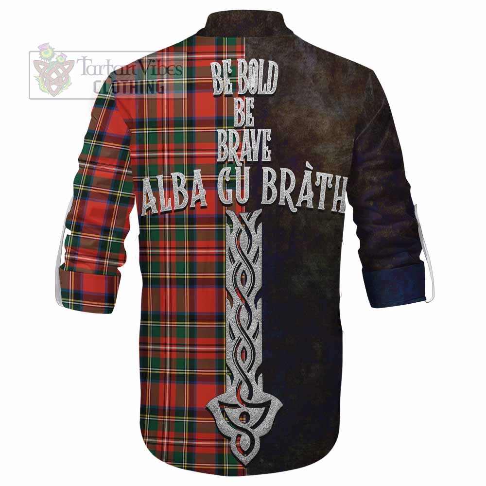 Tartan Vibes Clothing Lyle Tartan Family Crest Ghillie Kilt Shirt Alba Gu Brath Be Brave Lion Ancient Style