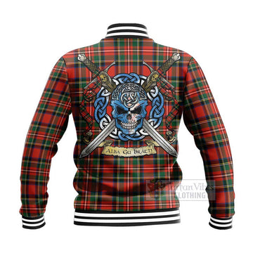 Lyle Tartan Baseball Jacket with Family Crest Celtic Skull Style - Tartan Vibes Clothing