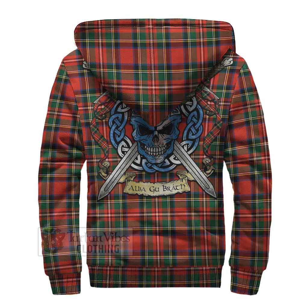 Lyle Tartan Sherpa Hoodie with Family Crest Celtic Skull Style - Tartan Vibes Clothing