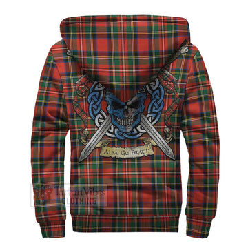 Lyle Tartan Sherpa Hoodie with Family Crest Celtic Skull Style - Tartan Vibes Clothing