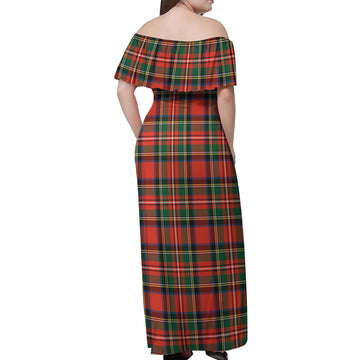 Lyle Tartan Off Shoulder Long Dress - Tartan Vibes Clothing
