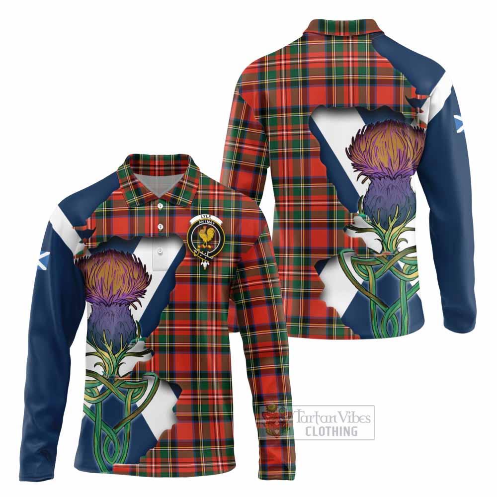 Tartan Vibes Clothing Lyle Tartan Family Crest Long Sleeve Polo Shirt Scottish Thistle Celtic Inspired